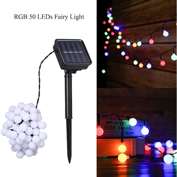 50 LED Solcellsdrivna Utomhus String Lights 6.9m Dekorativa LED String Lights