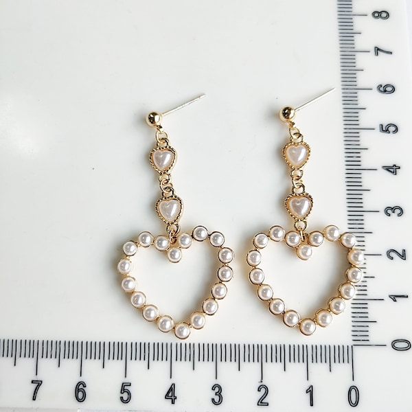Elegante Æstetiske Fine Perle Sød Hjerteformet Drop Dangle Øreringe Brude Bryllup Fødselsdagsfest Valentinsdag Hjertegaver Smykker til Kvinder