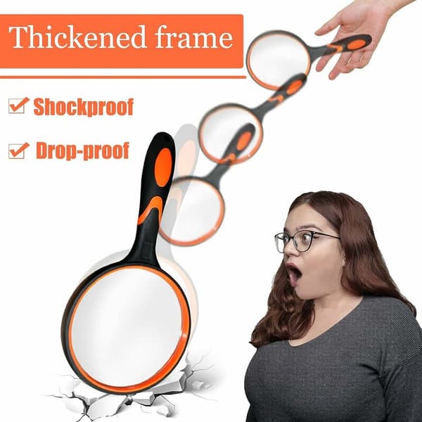 (Orange, Diameter 100mm) Bärbar 10x Förstoringsglas för Läsning