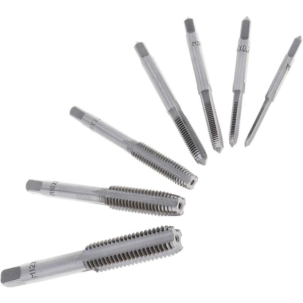 HSS Tapping Die Sett med 8 stk, med M3-M12 Taps og 1/16\"-1/2\" Nøkkel