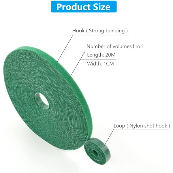 Grønne hageplanter bånd (20 meter * 10mm), tape plantebånd selvklebende