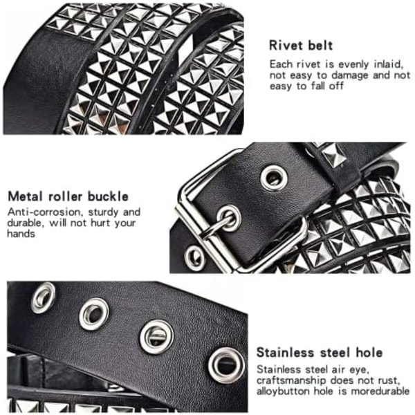 Nitarmband, Metall Punk Rock Nitarmband med Ljusa Pyramidnitar för Kvinnor och Män