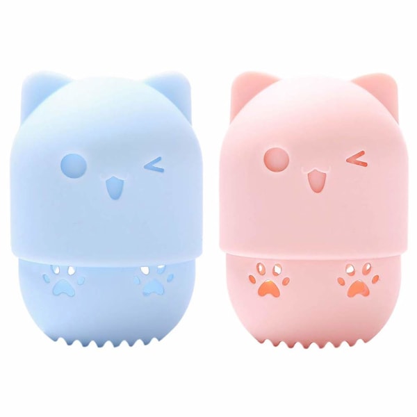 2 stk. Skønhedssvamp Blender Beholder, (Pink/Blå) Makeup Blender