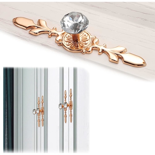 6 stycken Diamantdörrknoppar  Kristalldörrknoppar i guld