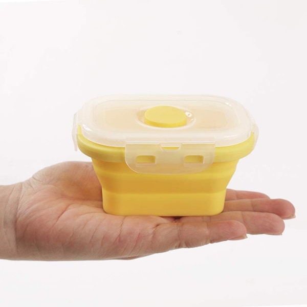 Förpackning med 4 hopfällbara matbehållare i silikon, portionskontrollbehållare med clip-on lock, stapelbara, platsbesparande, mikrovågsugns-/kylskåps-/fryssäker