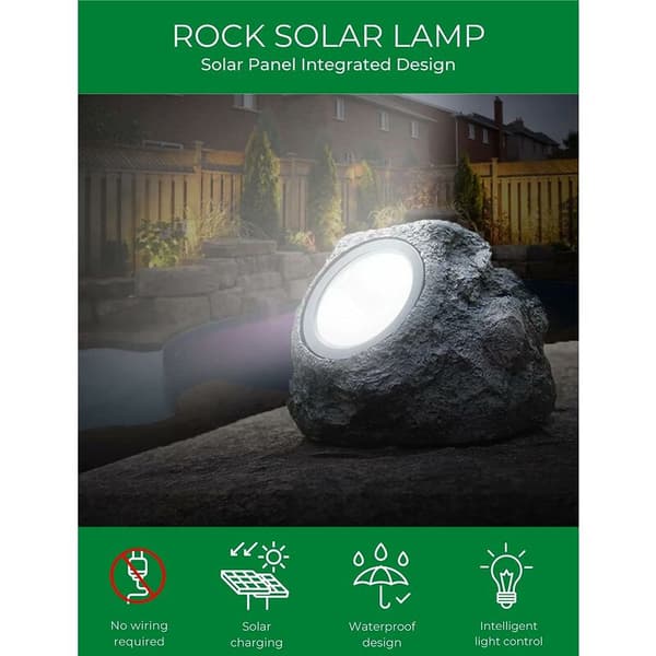 1 x udendørs stenlampe udstyret med solpanel. IP65 vandtæt