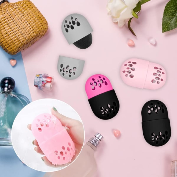 4 Farver Makeup Svampeholder, Beauty Blender Svampe Rejsetaske,