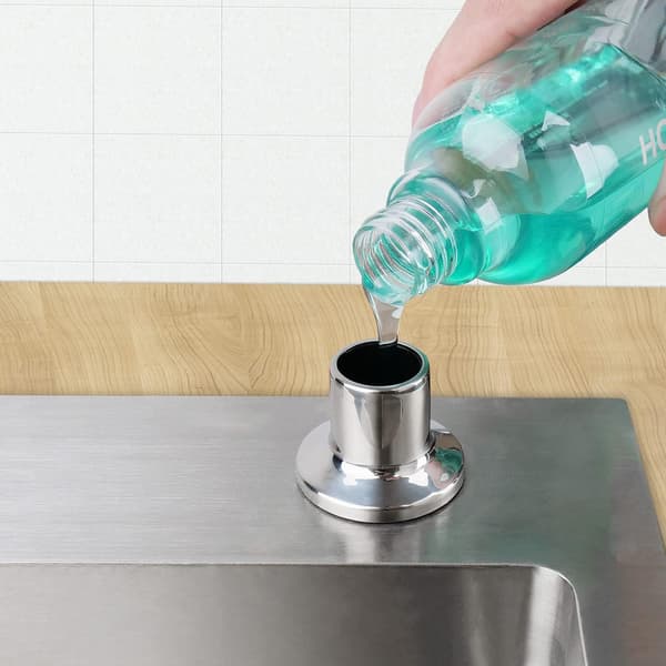 Indbygget sæbedispenser, 500 ml vaskemiddeldispenser med flaske, rustfrit stål, velegnet til badeværelse og køkken
