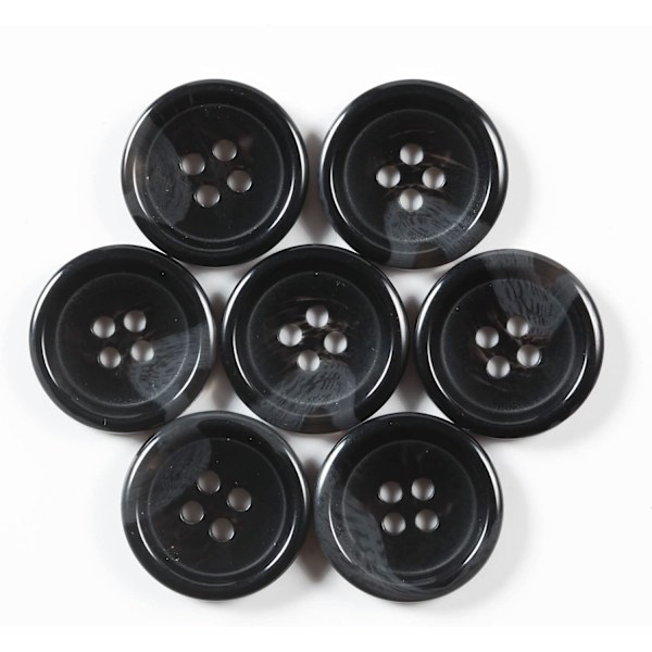 100 stk. Store 1,5 cm Svarte Knapper for Søm Rund Resin, 4 Hull Flatback Frakk Skjorte Genser Knapper DIY Klær 1,5 cm Bulk