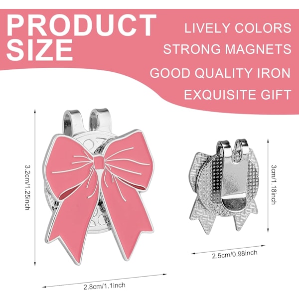 Magnetisk Golfbold Markør Hatteklips, Pink Sløjfeform Magnet Golf Hatteklips Stærk Magnetisk Golfbold Kasket Markør Holdere Tilbehør til Mænd Kvinder Golfspiller