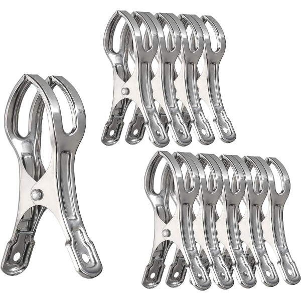 Handduksklämmor 12-pack | 5,5 tum | Rostfritt stål | Vindtätt | Jumbo