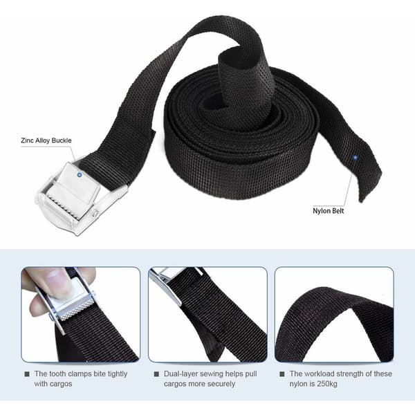 Sett med 6 stropper, 2,5 cm x 3 m, med spennefeste