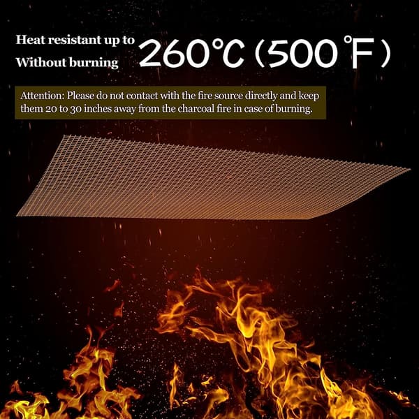 Sæt med 5 Grillmadningsmåtter Rektangulær Grill Plancha Måtte N