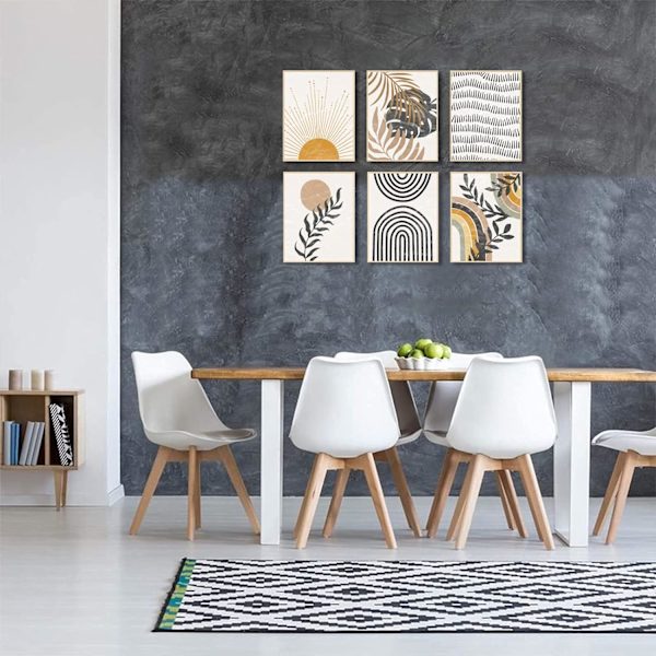 (20X25cm, Oinramad) Bohemisk Väggkonsttryck Set om 6, Mid-Century
