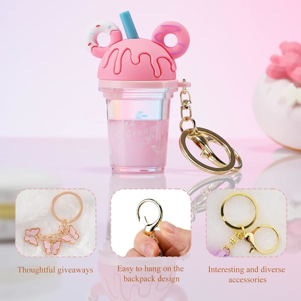 Donitsi Avaimenperä, Boba Tee Kawaii Söpöt Asusteet Reppuihin, Mukava Nestemäinen Avaimenperä Tytöille, Naisille, Tyttärille