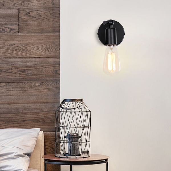 2 stk. Sort (uden pære) Metal Vægskinne E27 Lampe Justerbar Di