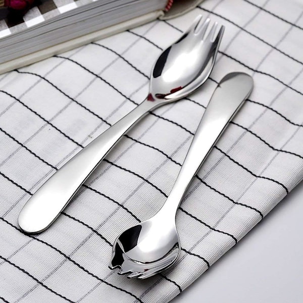 6-Pakke Mini Sporker i Rustfritt Stål, Lunsjutstyr til skolestart, Frukt, Forrett, Dessert, Salat Bestikksett, 15 cm Lang(S)