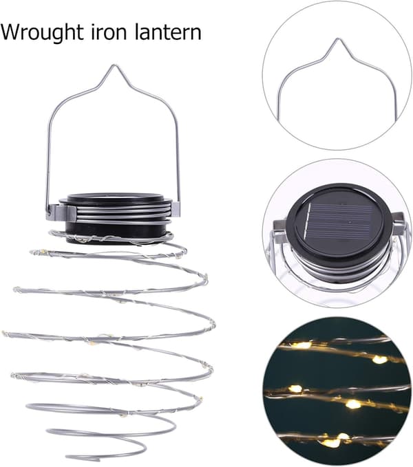 4 stk. Solcellelys Spiral LED Lanterner, Solcellehavelys Udendørs