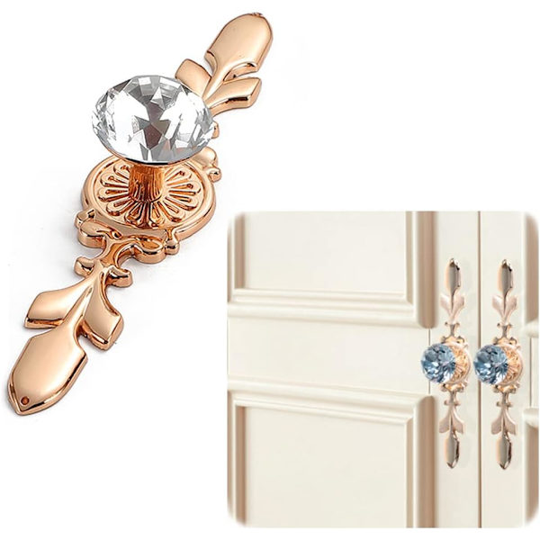 6 stycken Diamantdörrknoppar  Kristalldörrknoppar i guld