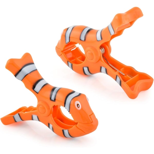 Beach Towel Clips for Beach Chairs, Patio and Pool Accessories - (Clown Fish) 2 Count