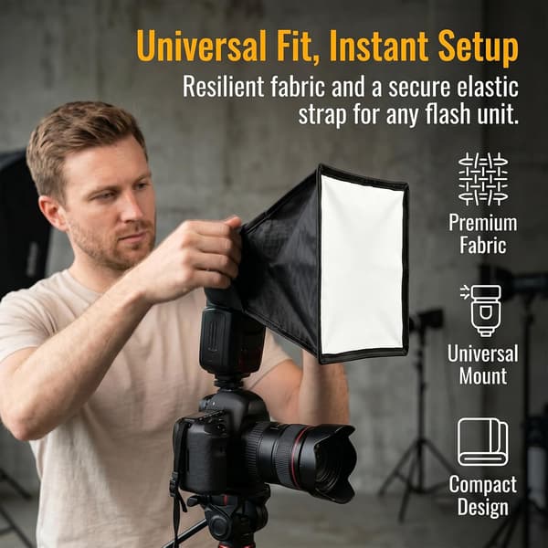 Blits Bounce Diffuser, 2-pakning Blitsdiffuser Lys Softbox 2-i-1 Blitsdiffuser, Sammenleggbar Stoffdiffuser Reflektor Enhet, Deksel Refleksjon