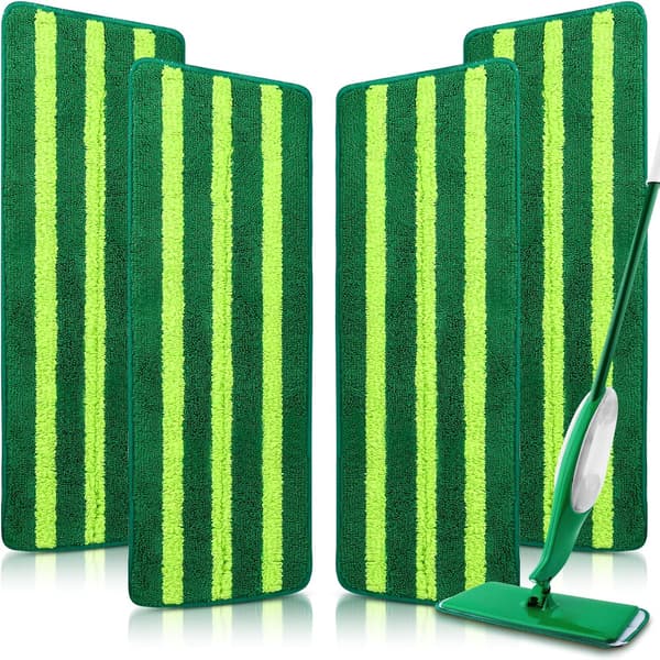 4 stk. spraymoppputer påfyll kompatibel med Libman Freedom Spraymopp, gjenbrukbar mikrofiber spraymopphode erstatning, 40 cm spraymopp - gulvrengjøring