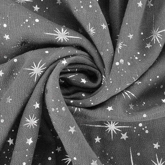 Silver Moonlight Leaves Glitter Tryckt Sjal för Kvinnor - Mörkgrå