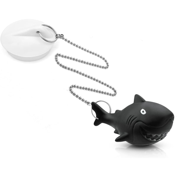 (Kedja 40cm) (Shark) Badkarsstopp i gummi med kedja, Universal