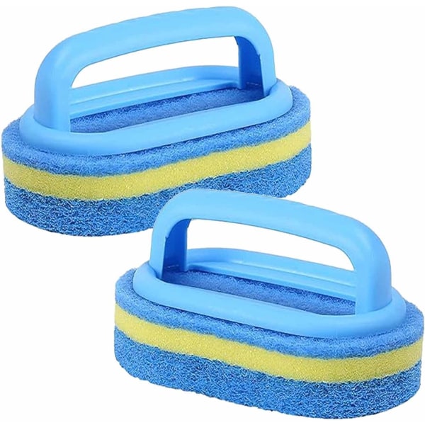 2 Pcs Bathroom Cleaning Sponge Brush, with Plastic Handle, Multip