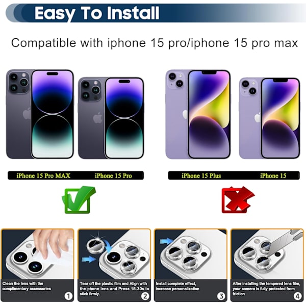 (Sølv) Velegnet til iPhone 15 Pro/15 Pro Max iPhone 15 Pro/15 P