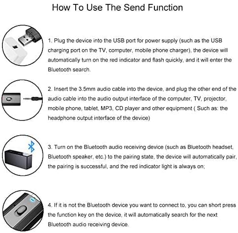 Bluetooth-lähetin 5.0 3,5 mm liittimellä, Mini langaton Bluetooth-lähetin