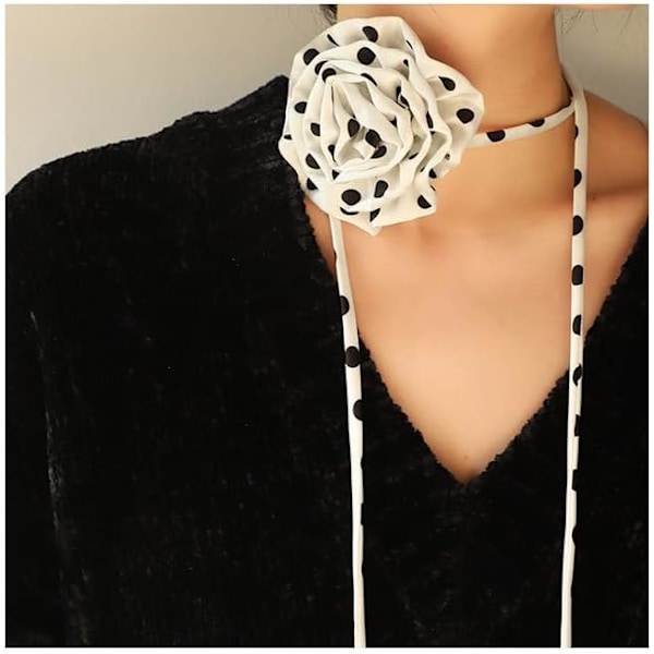 3 stk. Ny Choker Halskjede Dame Chiffon Polkadot Rose Stil Halskjede Langt Tau Choker Sløyfe Halskjede Mote Chokers