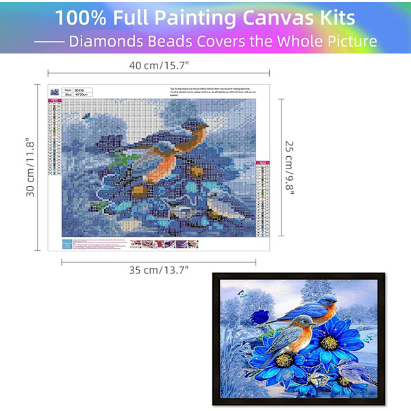 5D DIY Timanttimaalaus Peinture Kit Täydellinen - Sininen Linnut/30