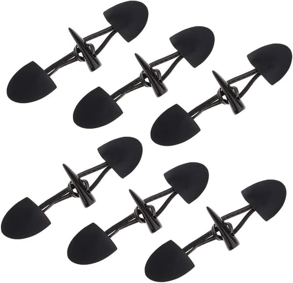 6 Par, Sorte, 16x4cm Toggle Horn Knapper Duffle Knapper til Bukse