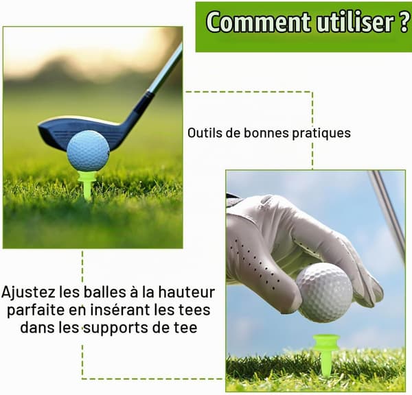 Plastik Golf Tees, 100 STK 25mm Holdbare Golf Castle Tees Holder Golfboldholder Plastik Tee til Golf Driver Golfmåtte og Bolde