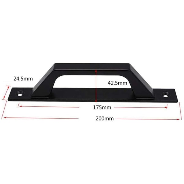(Sort) Sett med 2 dørhåndtak i tre, D-form, 200 mm lengde