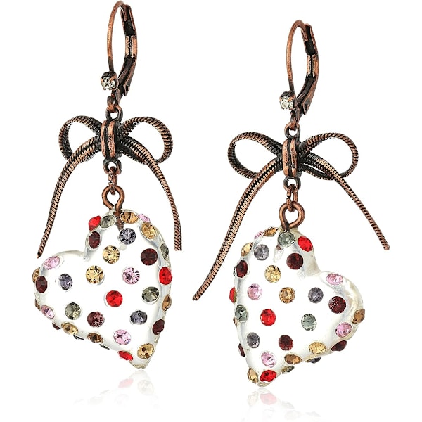 Multi Lucite Heart Drop Earrings