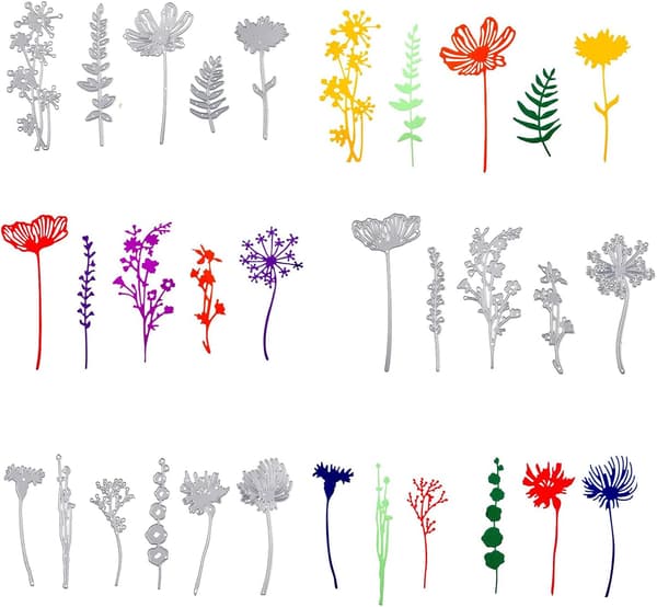 17 st 3D Vildblomma Metallstansar för Scrapbooking, Blombladsskärning, Präglingsstencil