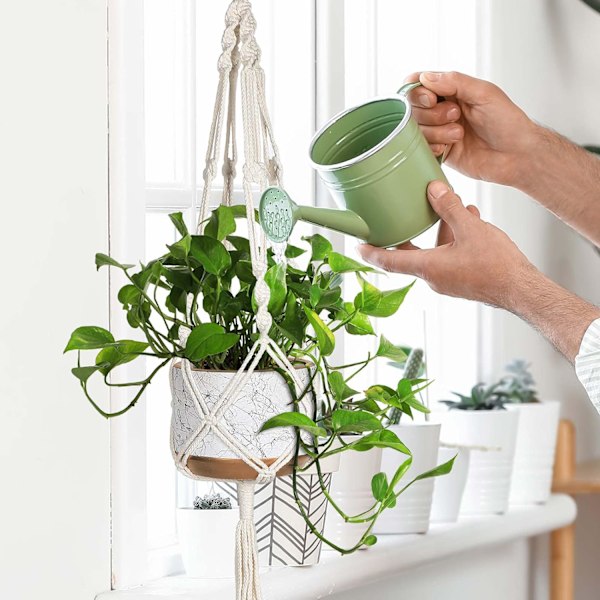3-pack Växtupphängning Inomhus Hängande Planteringskärl för Växthållare med 3 Krokar, Olika Storlekar för Boho Heminredning, Elfenben (KRUKOR INGÅR EJ)