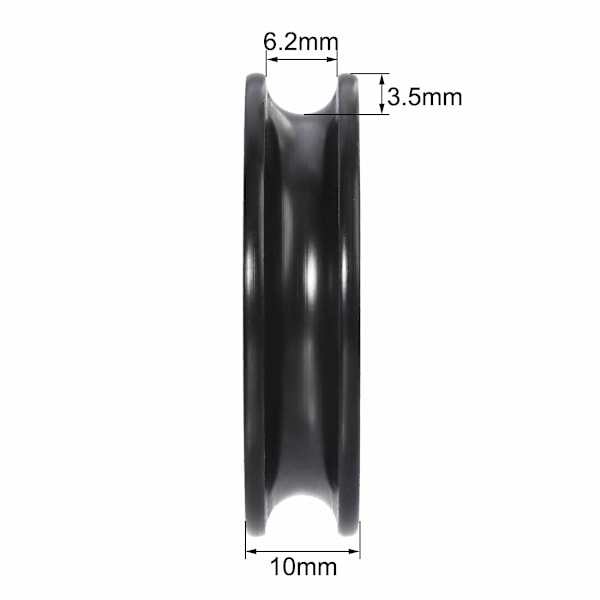 2 stk. Nylon Remskive U-rille Kugleleje Rulleføringshjul 8x40x10mm Dobbelt Metalafskærmet (GCr15) Kromstållejer Sort