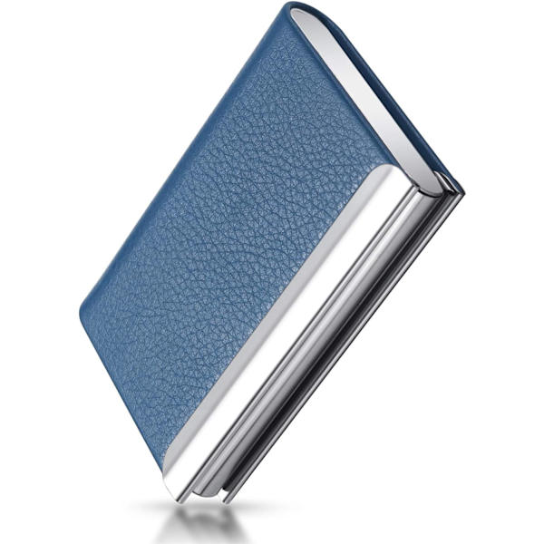 1 st Luxury PU-läder Business Card Holder (Blå) med Kortfack