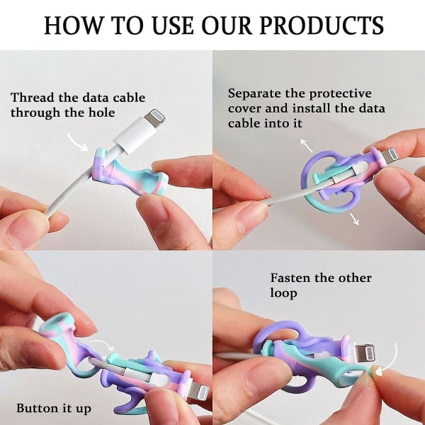 Kabelbeskytter til iPhone Type-C oplader, 2 i 1 silikonekabel