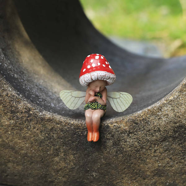 Rustik Sovande Fe-Dekoration i Resin, Genie Utomhus Dekor, Skog