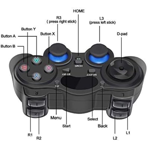 Trådlös USB-spelkontroll för PC/laptop (Windows XP/7/8/10) & PS3 & Android & Steam - [Svart]