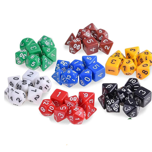 7 x 7 (49 kpl) monitahoinen noppa 7 väriä roolipeli noppapeli