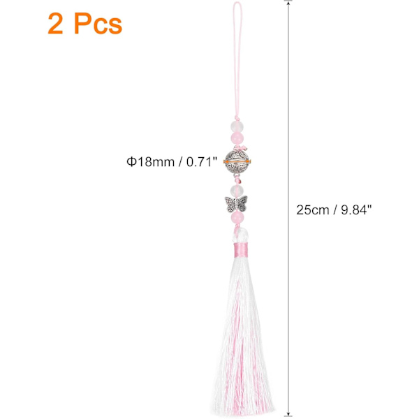 Tupsukoristeet, 2 kpl Klassiset kellot Tupsukoriste 25cm/9.84tuumaa DIY-askarteluun kodin hapsuhihnan ripustuskoristeeksi, vaaleanpunainen