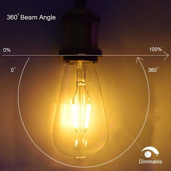 6 kpl E27 LED-filamenttilamput 4W Filamenttilamppu himmennettävä Vintage Edison