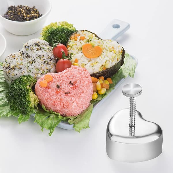 Hjerteformet Onigiri-form, Risballform i rustfritt stål, Valentinsdagsgaver til barn