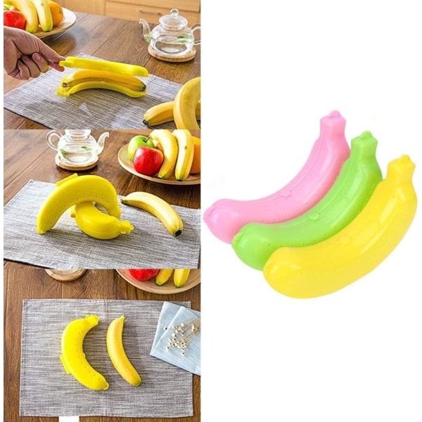 3 pakke bananoppbevaringsboks Bananbeskytter Plast Bananform F