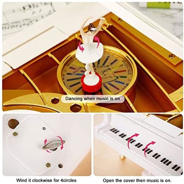 Dansende Pianomusikboks, Ballerina Musikalsk Automatisk Mekanisk Piano B